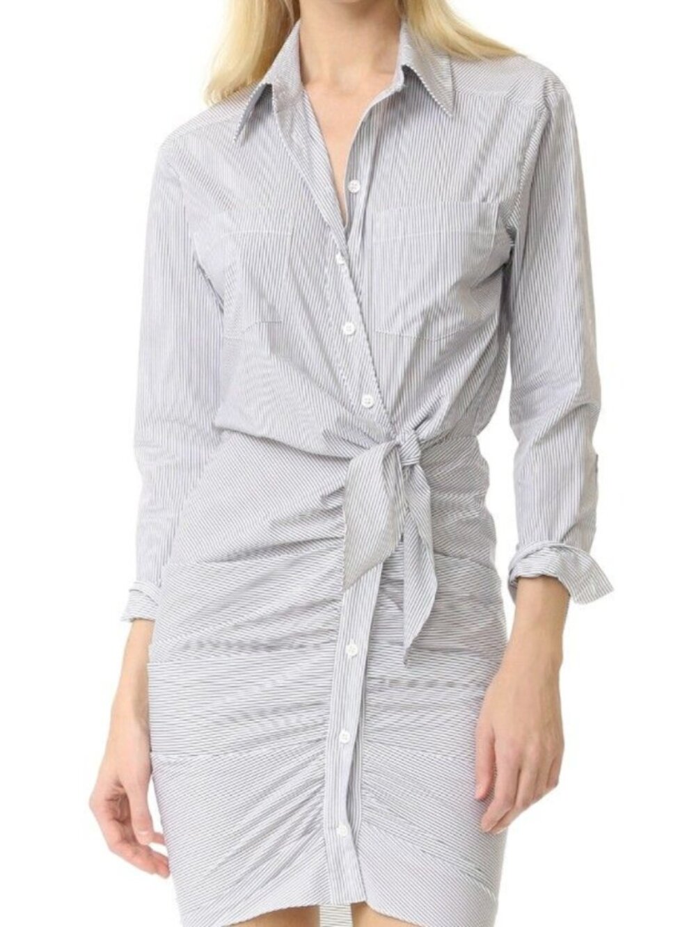 Veronica Beard Sierra Dress Strip White Black Cotton Shirt Dress Size 6